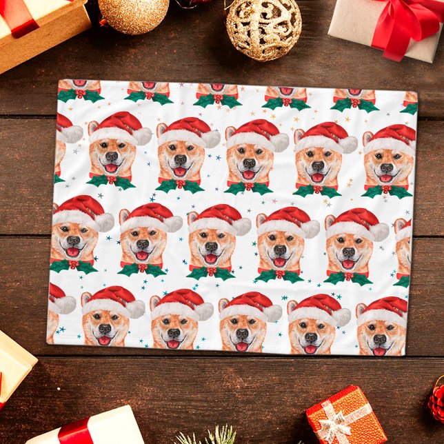 Shiba Inu Dog Breed Christmas Stars Fleece Blanket (Creator Uploaded)