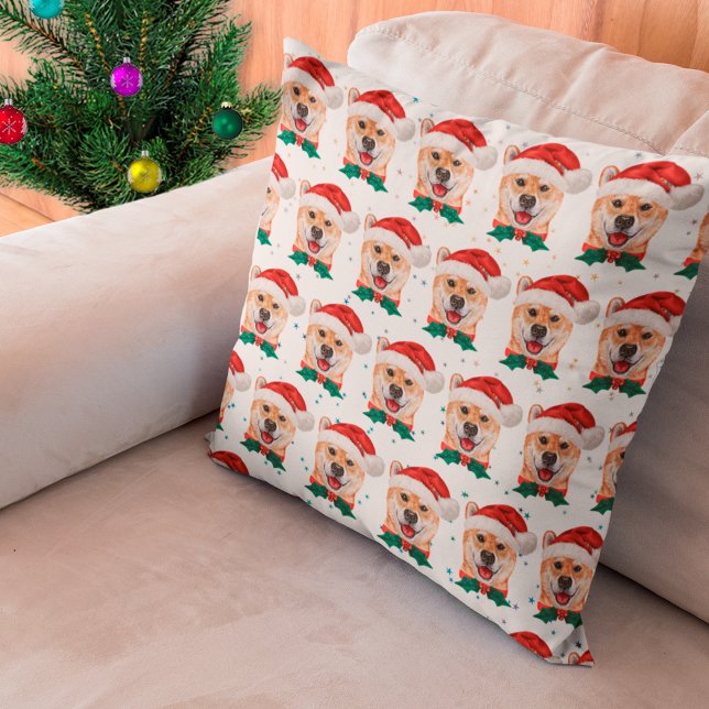 Shiba Inu Dog Breed Christmas Stars Throw Pillow (Creator Uploaded)