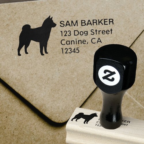 Shiba Inu Dog Breed Silhouette Return Address Rubber Stamp