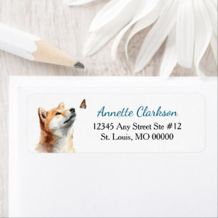 Shiba Inu Dog Butterfly Wonder Return Address Label