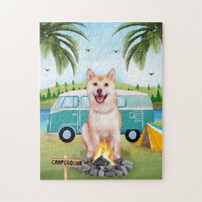 Shiba Inu Dog Camping Jigsaw Puzzle (Vertical)