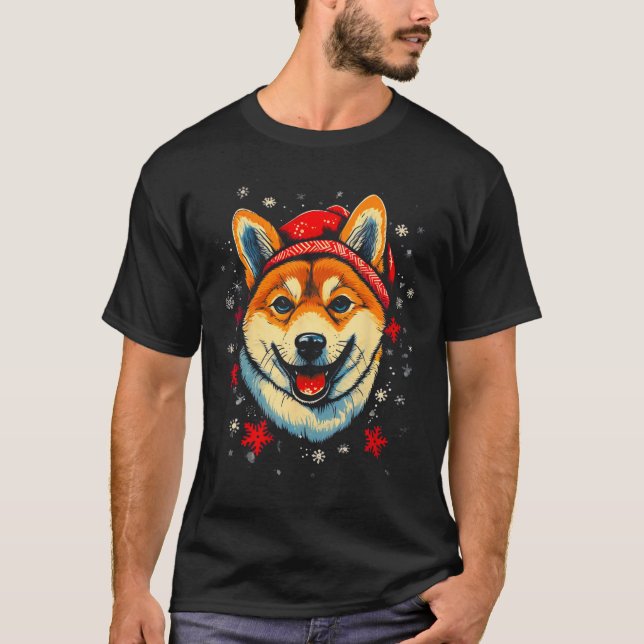Shiba Inu Dog Christmas 1 T-Shirt (Front)