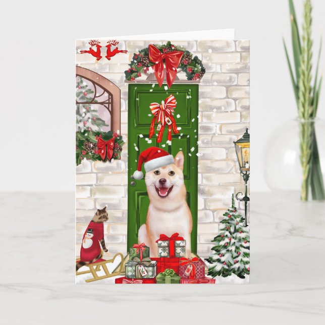 Shiba Inu Dog Christmas  Card (Front)