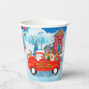 Shiba Inu Dog Christmas Delivery Truck Snow Paper Cups