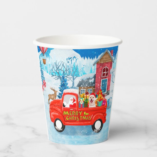 Shiba Inu Dog Christmas Delivery Truck Snow Paper Cups (Front)