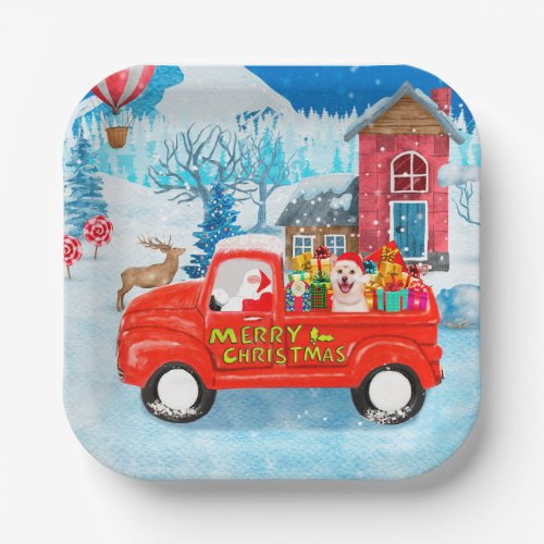 Shiba Inu Dog Christmas Delivery Truck Snow Paper Plates