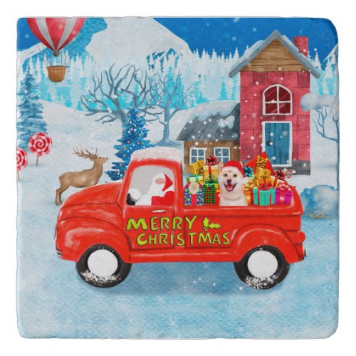 Shiba Inu Dog Christmas Delivery Truck Snow Trivet