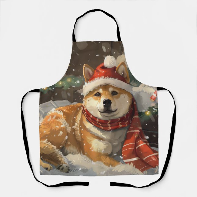 Shiba Inu Dog Christmas Festive Apron (Front)