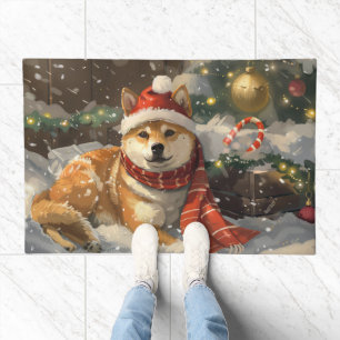 Shiba Inu Dog Christmas Festive Doormat