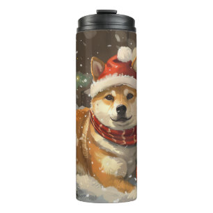 Shiba Inu Dog Christmas Festive Thermal Tumbler