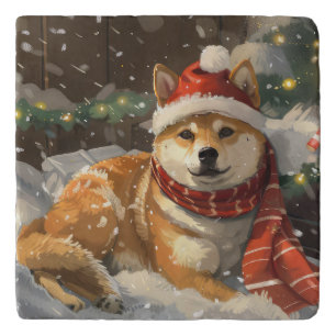 Shiba Inu Dog Christmas Festive Trivet