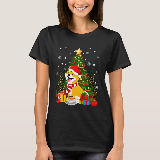 Shiba Inu Dog Christmas Is Coffee Light Tree Xmas T-Shirt (Front)