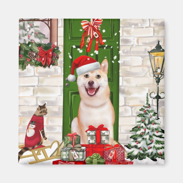 Shiba Inu Dog Christmas  Magnet (Front)