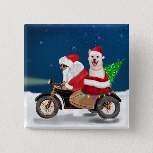 Shiba Inu Dog Christmas Santa Claus   Button