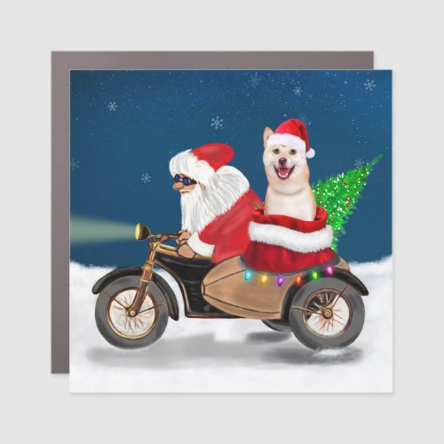 Shiba Inu Dog Christmas Santa Claus  Car Magnet