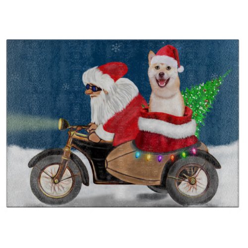 Shiba Inu Dog Christmas Santa Claus   Cutting Board