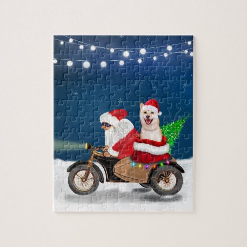 Shiba Inu Dog Christmas Santa Claus   Jigsaw Puzzle