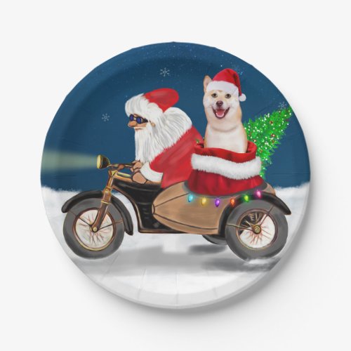 Shiba Inu Dog Christmas Santa Claus   Paper Plates