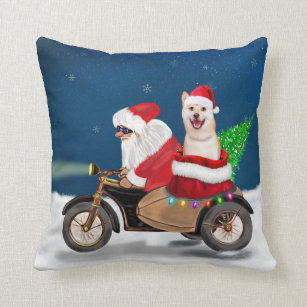 Shiba Inu Dog Christmas Santa Claus  Throw Pillow