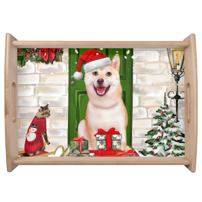 Shiba Inu Dog Christmas  Serving Tray (Front)