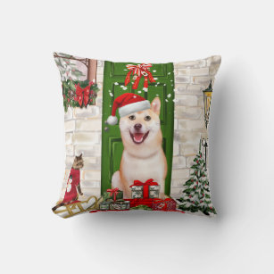 Shiba Inu Dog Christmas Throw Pillow