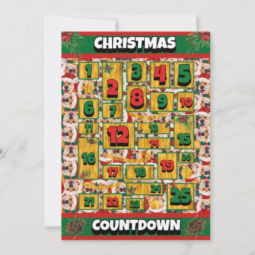 Shiba Inu Dog Countdown Christmas Advent Calendar Holiday Card