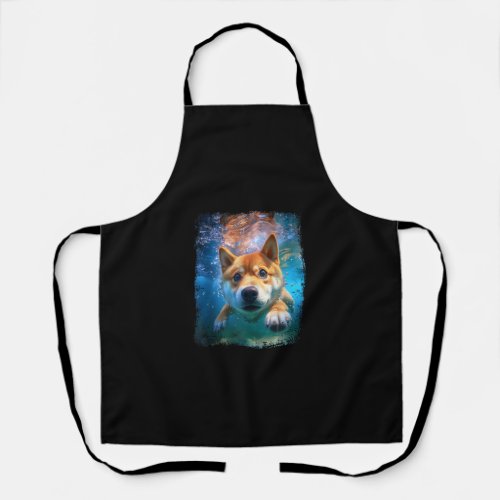 Shiba Inu Dog Diving Swimming Underwater Gift Apron