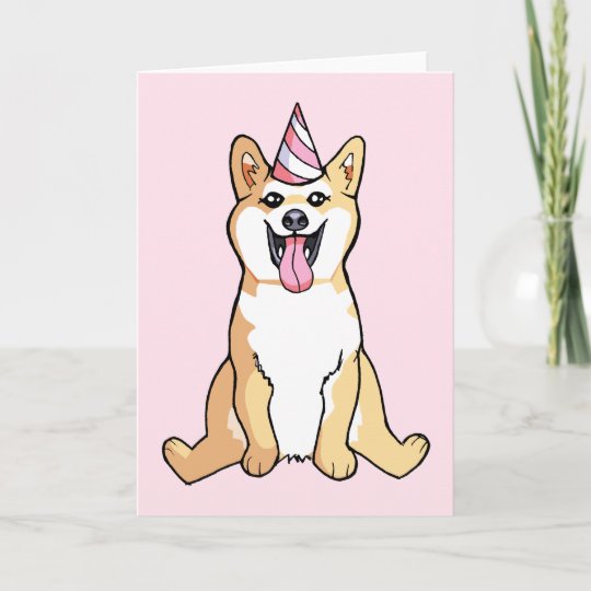 Shiba Inu Dog Drawing Happy Birthday Card