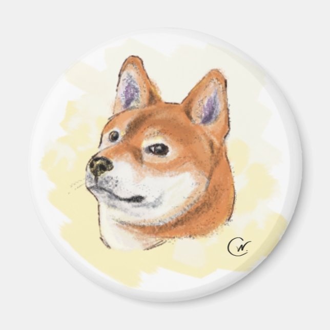 Shiba Inu Dog Drawing Magnet (Front)