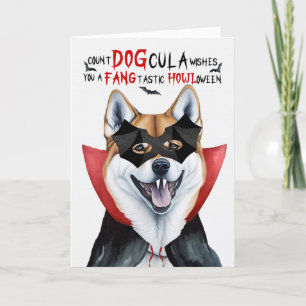 Shiba Inu Dog Funny Count DOGcula Halloween Holiday Card