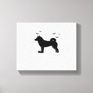 Shiba Inu Dog – Halloween Moon Silhouette Oversize Canvas Print