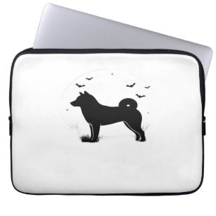 Shiba Inu Dog – Halloween Moon Silhouette Oversize Laptop Sleeve
