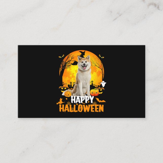 Shiba Inu Dog Happy Halloween Day With the Moon An Business Card (Front)