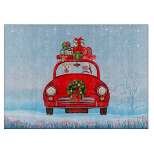 Shiba Inu Dog In Car With Santa Claus Cutting Board