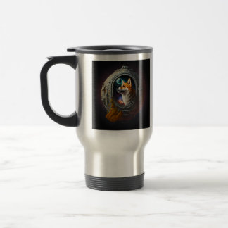 Shiba Inu dog in Rocketship to the moon Travel Mug