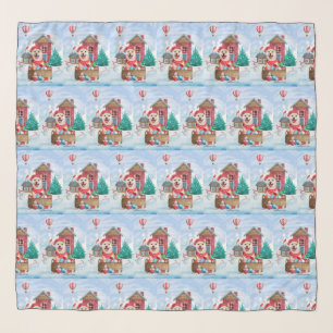 Shiba Inu Dog In snow Christmas Dog House Scarf