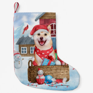 Shiba Inu Dog In snow Christmas Dog House Small Christmas Stocking