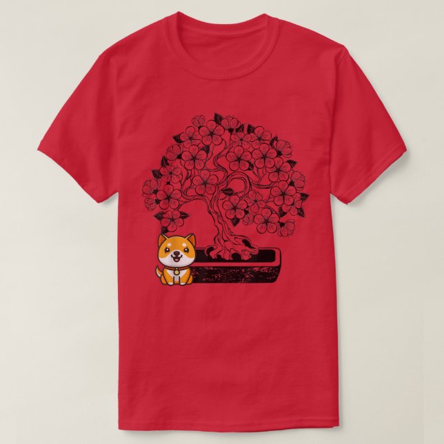Shiba Inu Dog Japanese Cherry Cute Blossom Sakura  T-Shirt (Design Front)