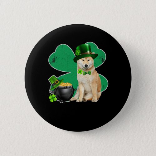 Shiba Inu Dog Leprechaun Irish Shamrockin St Patri Button