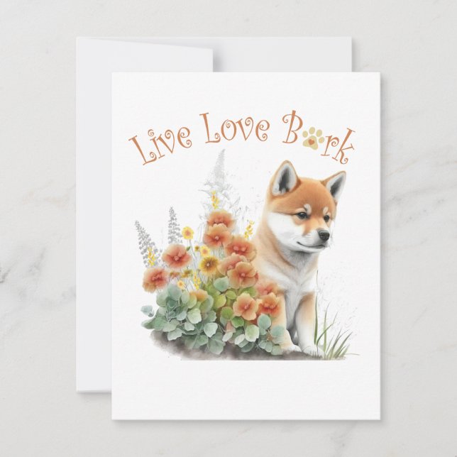 Shiba Inu Dog Mom Floral Note Card (Front)