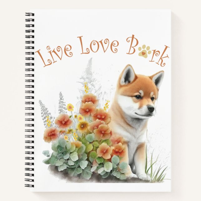 Shiba Inu Dog Mom Floral Notebook (Front)
