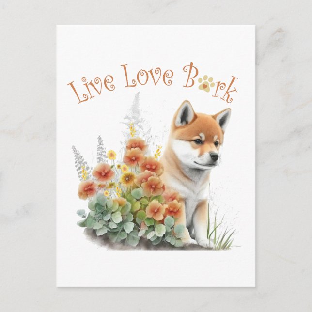 Shiba Inu Dog Mom Floral Postcard (Front)