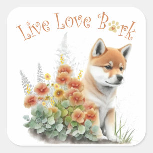 Shiba Inu Dog Mom Floral Square Sticker