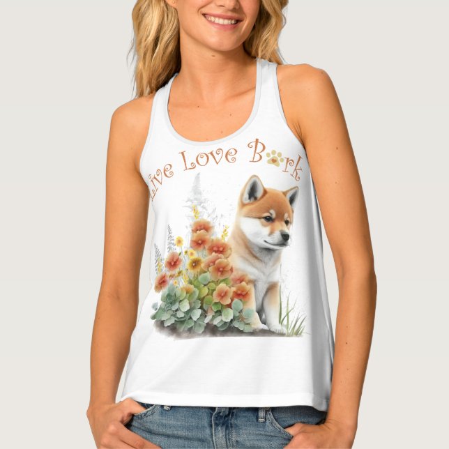 Shiba Inu Dog Mom Floral Tank Top (Front)