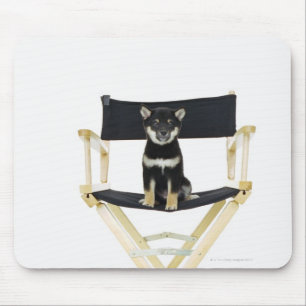 Shiba Inu dog on director's chair Mouse Pad