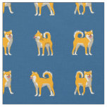 Shiba Inu Dog Pattern Classic Blue Fabric