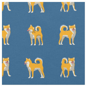 Cute Dogs Fabric Shiba Inu Anime Cartoon Fabric Cotton Fabric By The Half Yard