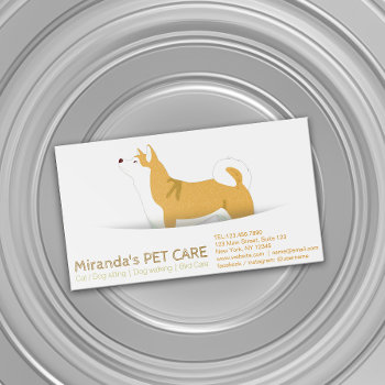 Shiba Inu Dog Pet Care Sitting Bathing & Grooming Business Card Magnet by ReadyCardCard at Zazzle