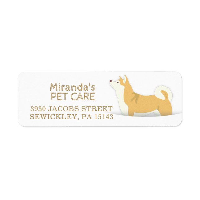 Shiba Inu Dog Pet Care Sitting Bathing & Grooming Label (Front)