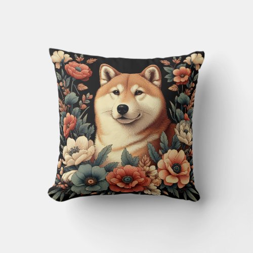 Shiba Inu Dog Pillow William Morris